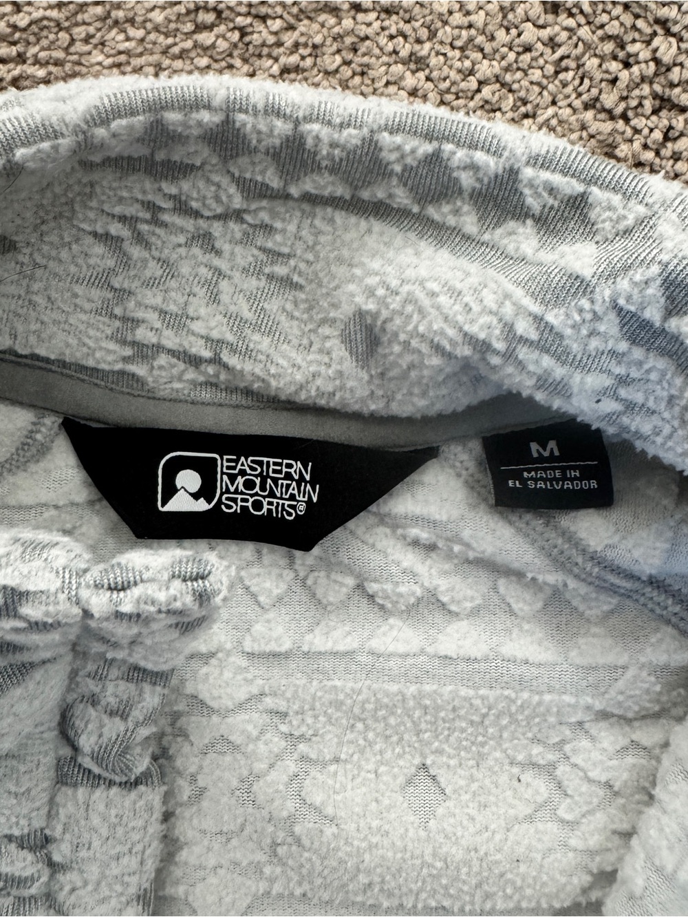 Eastern Mountain Sports Light Gray & Cream Knit Quarter-Zip Pullover - Picture 2 of 5
